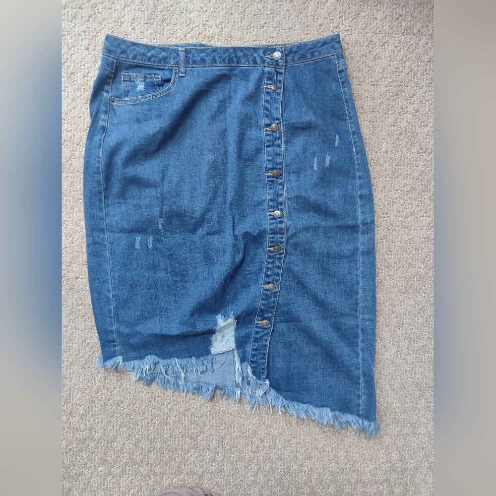 Christopher & Banks Blue Denim Pencil Skirt